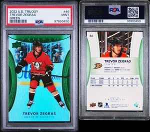Trevor Zegras 2022-23 Upper Deck Trilogy verde/25 #46 PSA 9 Anaheim Ducks - Imagen 1 de 1