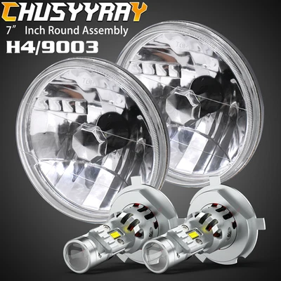 Kit de conversión de faros LED redondos de 7" para Ford F150 1975-1979 H4 haz alto bajo Foto 1 de 4