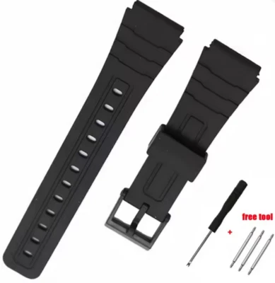 Ersatz Armband Uhrenband passend für Casio F91W F-91W schwarz Kunststoff 18 mm - Bild 1 von 4