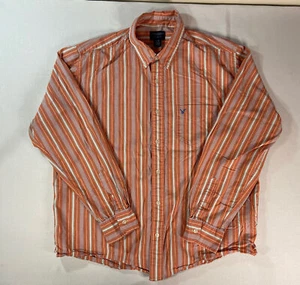 American Eagle Button Down Orange Striped Long Sleeve Shirt Mens Size Large - Picture 1 of 7
