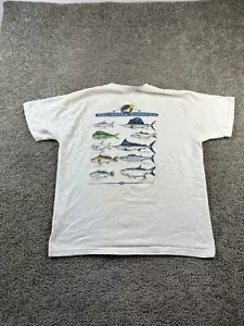 Columbia Shirt Mens Large White Blue Saltwater Gamefish Fishing Off Shore FLAW - Picture 1 of 16