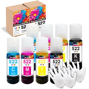 4-8 PK Koala 522 Ink Refill for Epso EcoTank ET-4700 4800 2720 2700 2400 2803 - Picture 1 of 11