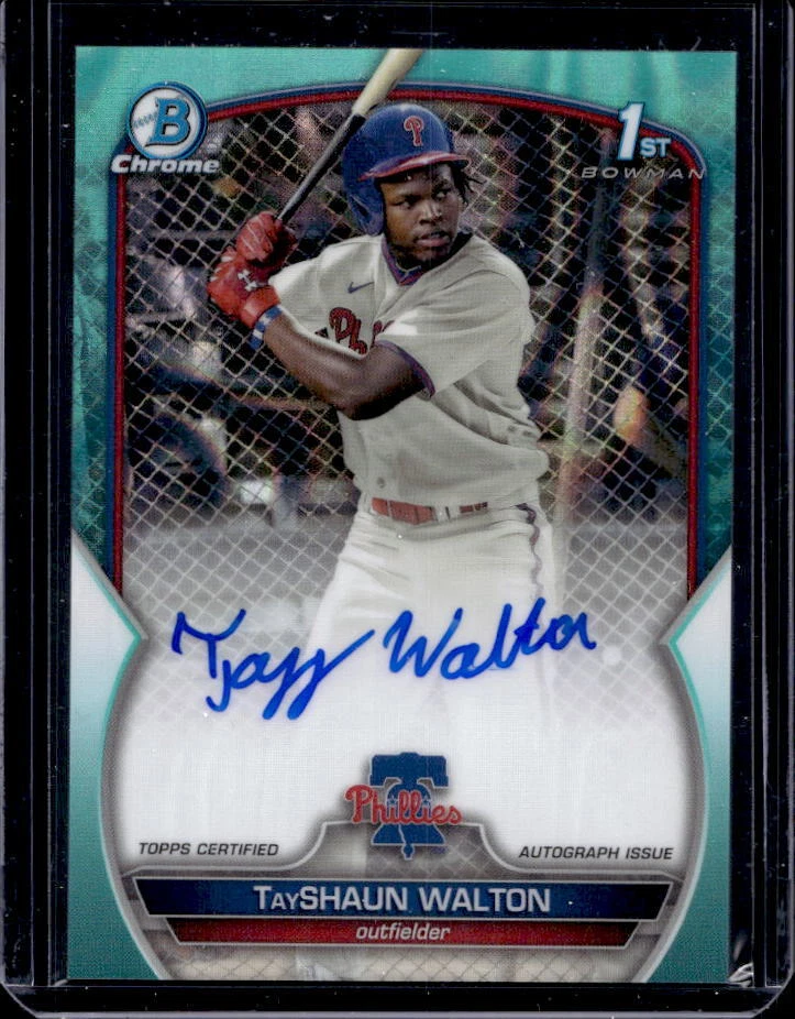 2023 Bowman Chrome Draft TayShaun Walton Aqua Lava Refractor 1st Auto #085/199
