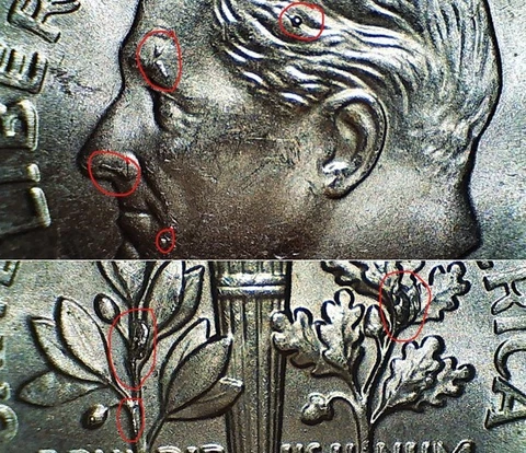 2018 Roosevelt Dime with Numerous Die Chips Cover