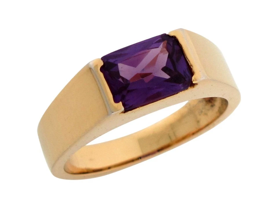 Anillo de oro amarillo de 10k o 14k simulado de alejandrita estilo moderno para dama Foto 1 de 1