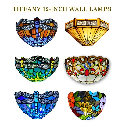 Tiffany Style Wall Light With Antique Design Lamp Vintage & Glass Sconce UK - Image 1 of 4