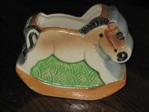 Vtg. Cute Rocking Horse Shaped Planter Pottery Japan - Picture 1 of 9