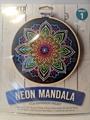 Kit de punta de aguja Leisure Arts 2019 Neon Mandala 6" sellado nuevo stock antiguo #49808 Foto 1 de 3