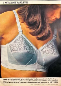 1966 Warner Fair 'n Cooler Bra Vintage Print Ad If Nature Didn't Warner's Will - Picture 1 of 1
