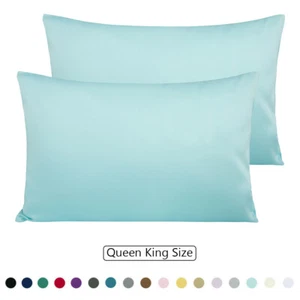 Premium Cotton Pillowcase Soft Smooth Feel Envelope Pillow Case Cover Set of 2 - Picture 1 of 112