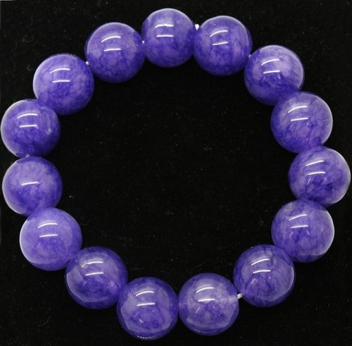 VALENTINO AA+ Bracciale Elastico Pietra Preziosa Giada Viola Naturale 12 mm 7 5""