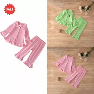 Baby Boy Girls Silk Satin Pyjamas PJS Set Kids Long Sleeve Sleepwear Nightwear - Picture 1 of 12
