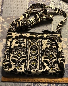 Vera Bradley Retired FANFARE Black, White, Yellow Crossbody Organizer Bag - Picture 1 of 6