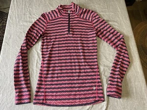 Smartwool Long Sleeve 1/4 Zip Red Stripe Women’s M - Picture 1 of 11