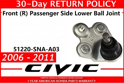 🔥 RÓTULA INFERIOR DELANTERA DERECHA HONDA CIVIC ORIGINAL 2006-2011 51220-SNA-A03 🔥 Foto 1 de 3