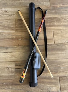 Stealth Pool Cue Black & Red W/ Flames 58" With Case - Picture 1 of 9