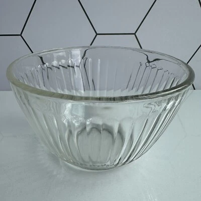 Vintage Pyrex 7401-S Small Ribbed Clear Glass 3 Cup Mixing Bowl 5.5” X 3.25” - Image 1 of 4
