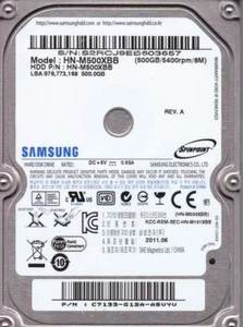 HN-M500XBB pn: HN-M500XBB s/n: S2R -G12A-A5VY JUN /2011 USB 2.0 500GB SAMSUNG - Picture 1 of 3