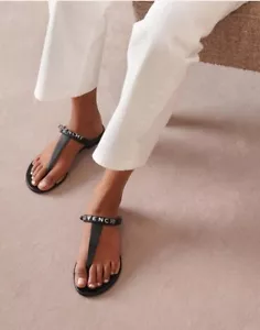 Givenchy Elba Logo Sandalen Schuhe schwarz 38 EU 7,5 US Lammleder zweimal getragen 495 $ - Bild 1 von 22
