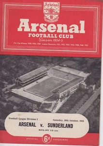 ARSENAL V SUNDERLAND ~ 30 OCTOBER 1954 ~ FOOTBALL PROGRAMME (2) - Picture 1 of 1