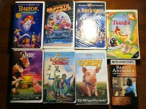 8  VHS - Rats Tale -Gordy -Bambi -Quest for Camelot-Babe-Bartok-Muppets in Space - Picture 1 of 2