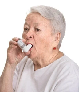 Old Lady With Asthma Inhaler Wall Decal Removable Fabric Vinyl Wall Sticker - Picture 1 of 1