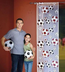Gardinen Kindergardine Vorhänge Fertiggardinen Schiebegardine Fußball WM Vorhang - Bild 1 von 11