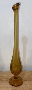 🌻Vintage Amber Gold Vase Stretch Glass Bottle Art Decor - Picture 1 of 5