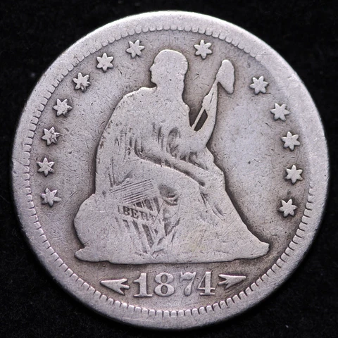 1874-S Seated Liberty Quarter CHOICE FINE FREE SHIPPING E745 ZNH Cover