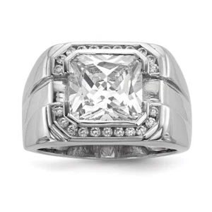 Sterling Silver Rhodium-plated Mens Cubic Zirconia Ring Size 10 - Picture 1 of 4