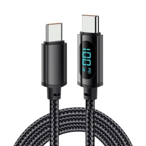 100W USB C to USB C Cable with Display Super Fast Charging USB C Cable 1M/3.3FT - Zdjęcie 1 z 8