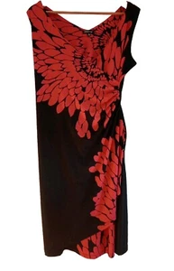 Teaberry Dress Womens 14 Slinky Bodycon Sleeveless Knee Length Black Floral - Bild 1 von 10