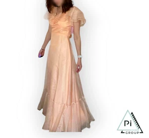 Maxi Vestido Vintage JC Penneys Fashions DC Color Melocotón MCM Rosa Victoriano - Imagen 1 de 12
