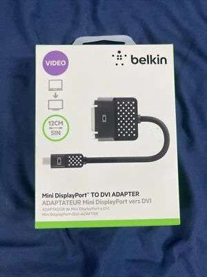 Belkin Mini Display Port DP To DVI Adapter HDTV 1080p 5" Black F2CD029bt - Image 1 of 2