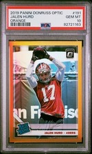 2019 PANINI DONRUSS OPTIC 191 JALEN HURD ORANGE PSA 10 GEM MINT /199