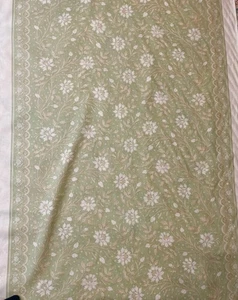 BRUNSCHWIG & FILS - VERRIERES PRINT ON LINEN FABRIC - SPRING NEW W/border 2 yrds - Picture 1 of 3