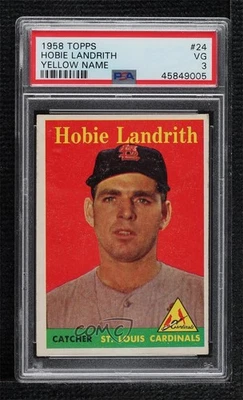 1958 Topps Hobie Landrith (Player Name in Yellow) #24 PSA 3 - Image 1 of 2