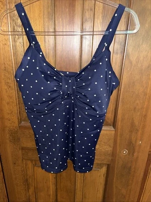 L.L. Bean 海军蓝带白色圆点背心 - 14 码 (0333) — 第 1/4 张图片