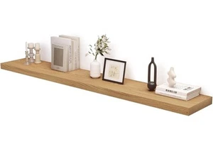 72 Inch Fireplace Mantel Shelf, Usa-Sourced Rustic Elm Wood Floating Shelves Wal - Picture 1 of 7