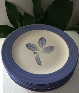 4 Pfaltzgraff 'Villa Flora' 81/2" SALATTELLER (Mexiko): blaue Blätter auf Creme (4) - Bild 1 von 19
