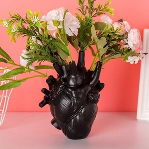 Anatomical Heart Vase Resin Flower Pot Desktop Home Party Decor Valentine's Day - Picture 1 of 22