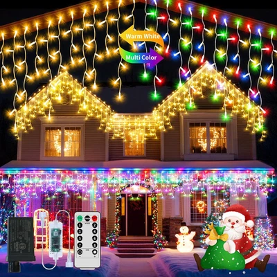 800LED 50FT, Icicle String Lights, Plug-In, Multi-Color & Warm White, Christmas  - Image 1 of 4