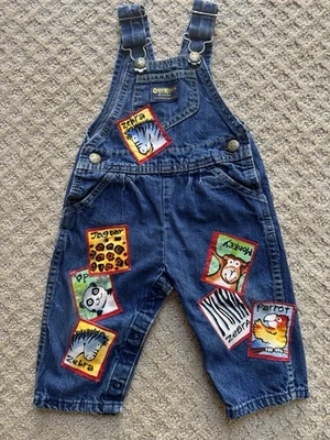 Винтажный редкий комбинезон Oshkosh B'gosh с нашивками на животных размер 12 месяцев сделано в США - Изображение 1 из 4