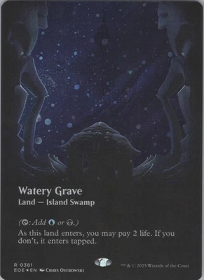 MTG (FOIL) Watery Grave (Borderless) (Galaxy Foil) R Edge of Eternities 381 NM - Image 1 of 2