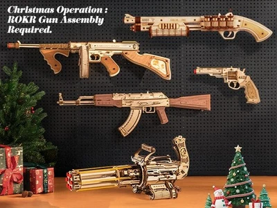 ROKR 3D Wooden Puzzles Gun Model Kits Jigsaw Puzzles Building DIY Toy Xmas Gifts - Image 1 of 4