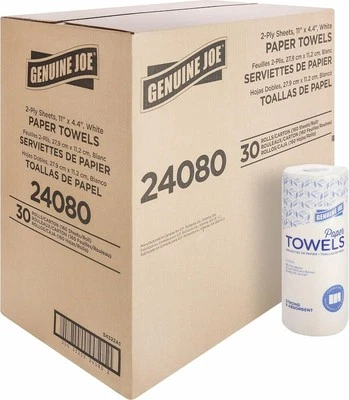 Genuine Joe-GJO24080 2-Ply Household Roll Paper 160 Count (Pack of 30), White  - Imagem 1 de 4