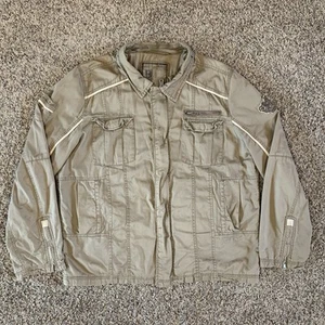 BKE Jacket Mens L Tan Canvas Full Zip Distressed Military Field Coat Adult - Picture 1 of 10