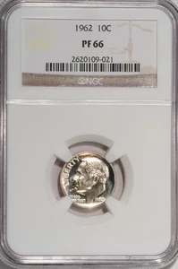 1962-P ROOSEVELT DIME / 90% SILVER PROOF / VERY FAINT TONING / NGC PF66 CERT UNC - Bild 1 von 4