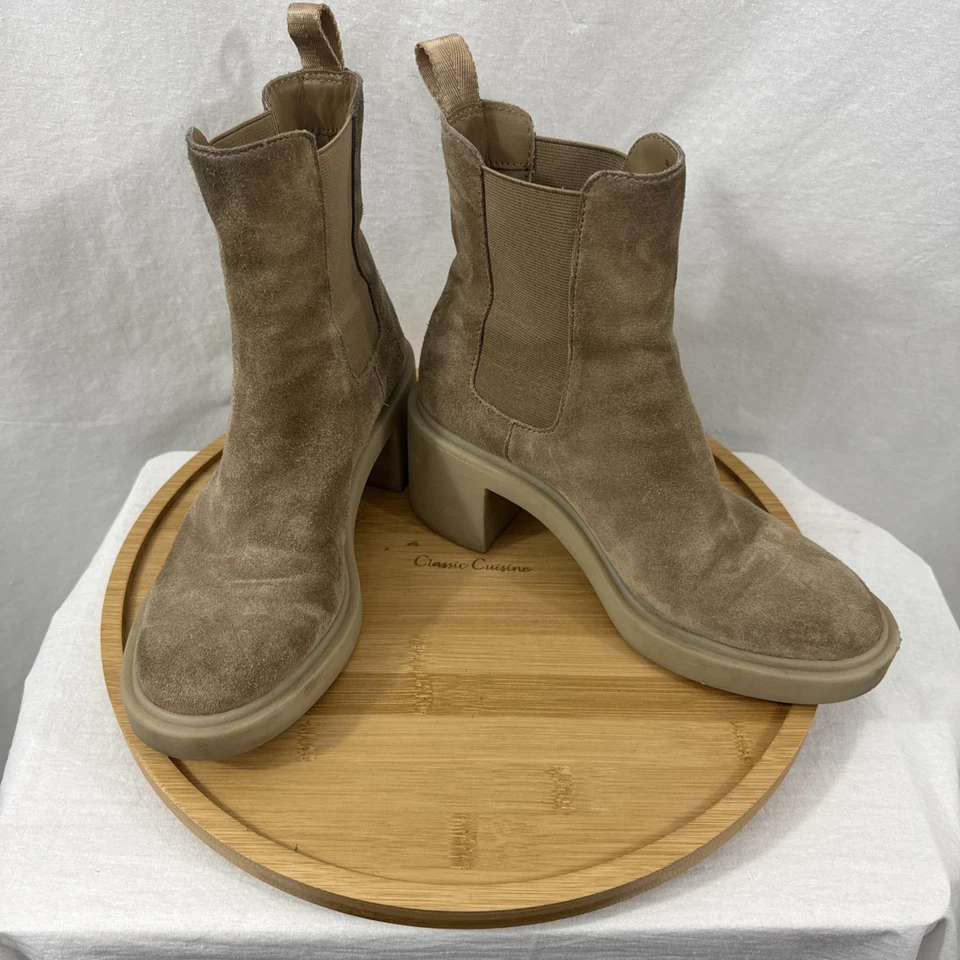 Dolce Vita Greta Chelsea Lug Chunky Heeled Ankle Boots Women’s Truffle Suede 7 M - Image 1 of 4