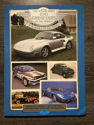 1989 The Sunday Times (UK) 100 Great Cars of the World Complete Sticker Album - Image 1 of 4